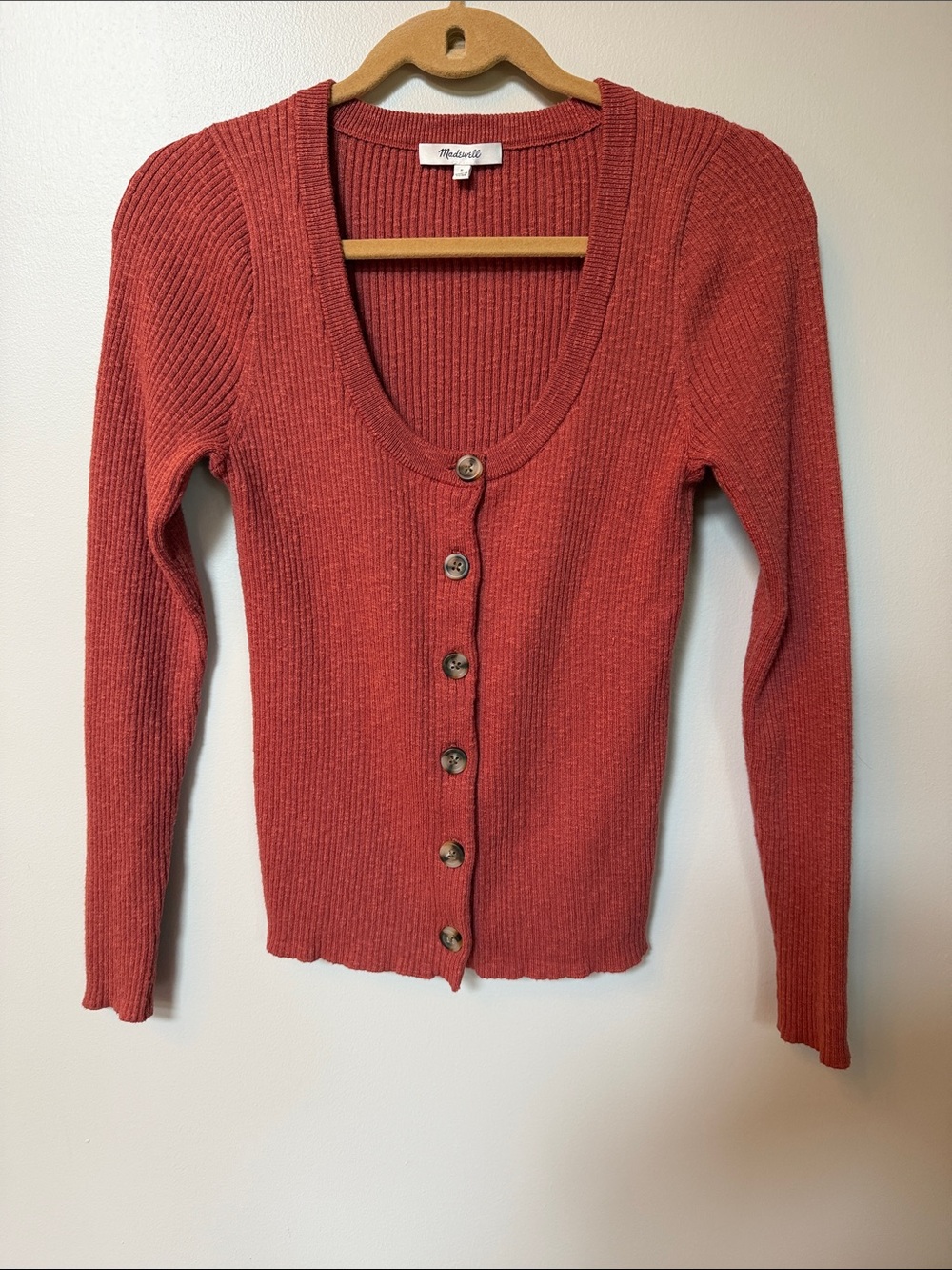 Madewell Ribbed Button-Front Scoop Neck Top